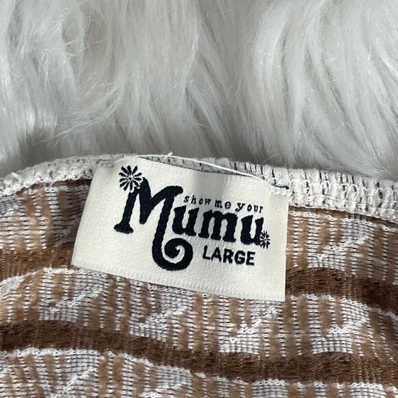 Show Me Your MuMu Roiry Caramel Striped Bodysuit Sz L - Picture 5 of 5